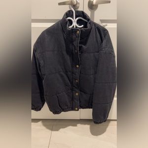 Black Denim Puffer Jacket